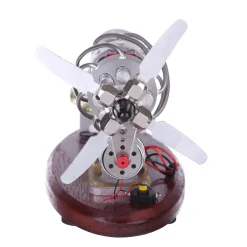 ENJOMOR 16 Cylinder Swash Plate Stirling Engine Generator Model with LED and Voltage Digital Display Meter - STEM Toy