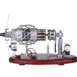ENJOMOR 16 Cylinder Swash Plate Stirling Engine Generator Model with LED and Voltage Digital Display Meter - STEM Toy