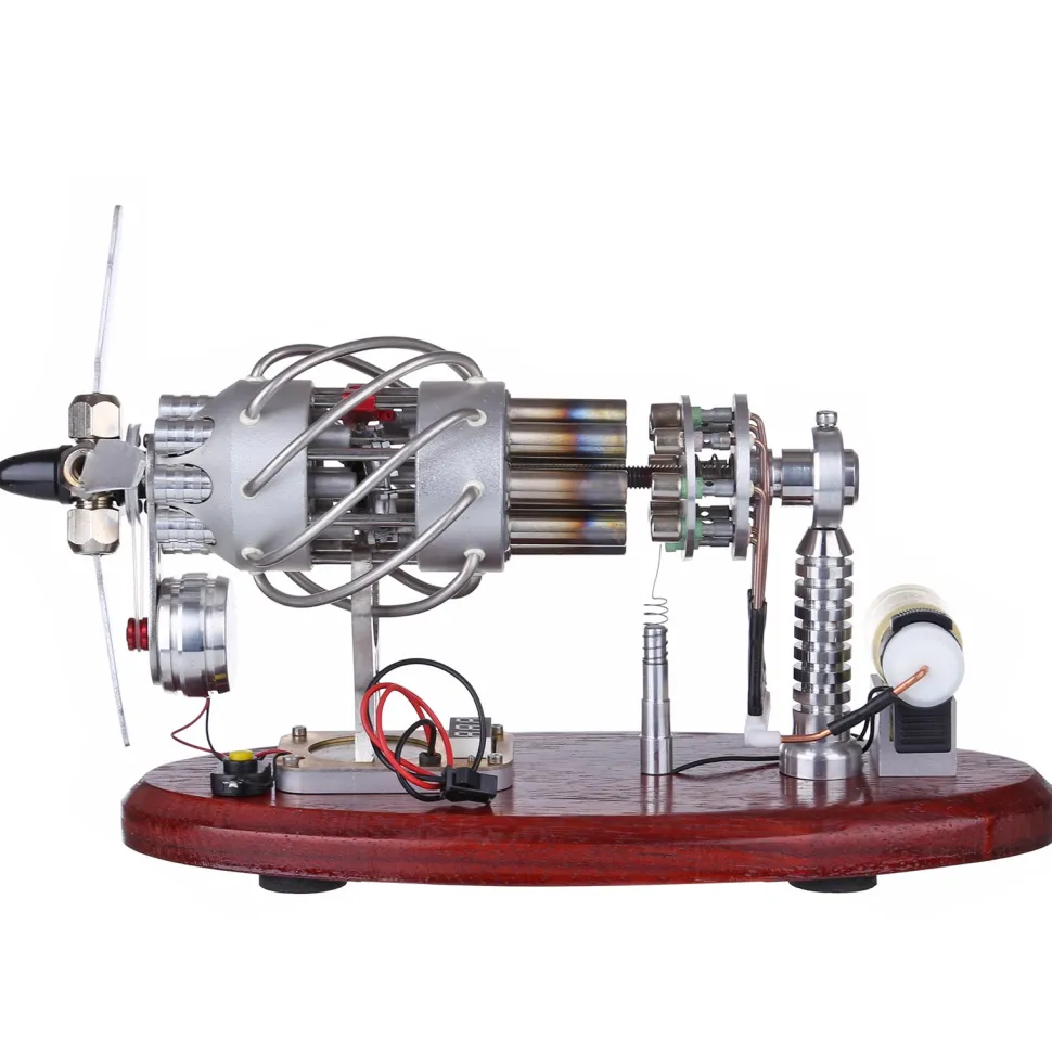 ENJOMOR 16 Cylinder Swash Plate Stirling Engine Generator Model with LED and Voltage Digital Display Meter - STEM Toy