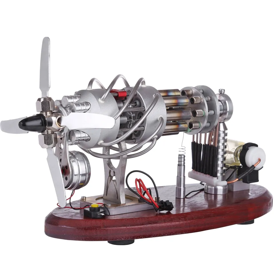 ENJOMOR 16 Cylinder Swash Plate Stirling Engine Generator Model with LED and Voltage Digital Display Meter - STEM Toy