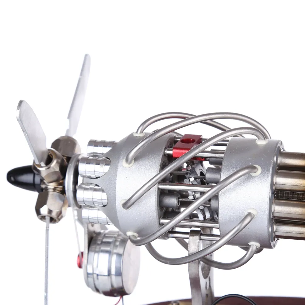 ENJOMOR 16 Cylinder Swash Plate Stirling Engine Generator Model with LED and Voltage Digital Display Meter - STEM Toy