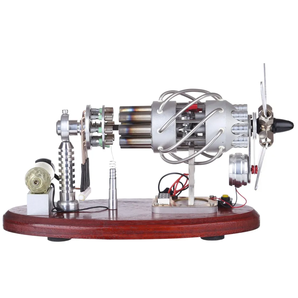 ENJOMOR 16 Cylinder Swash Plate Stirling Engine Generator Model with LED and Voltage Digital Display Meter - STEM Toy