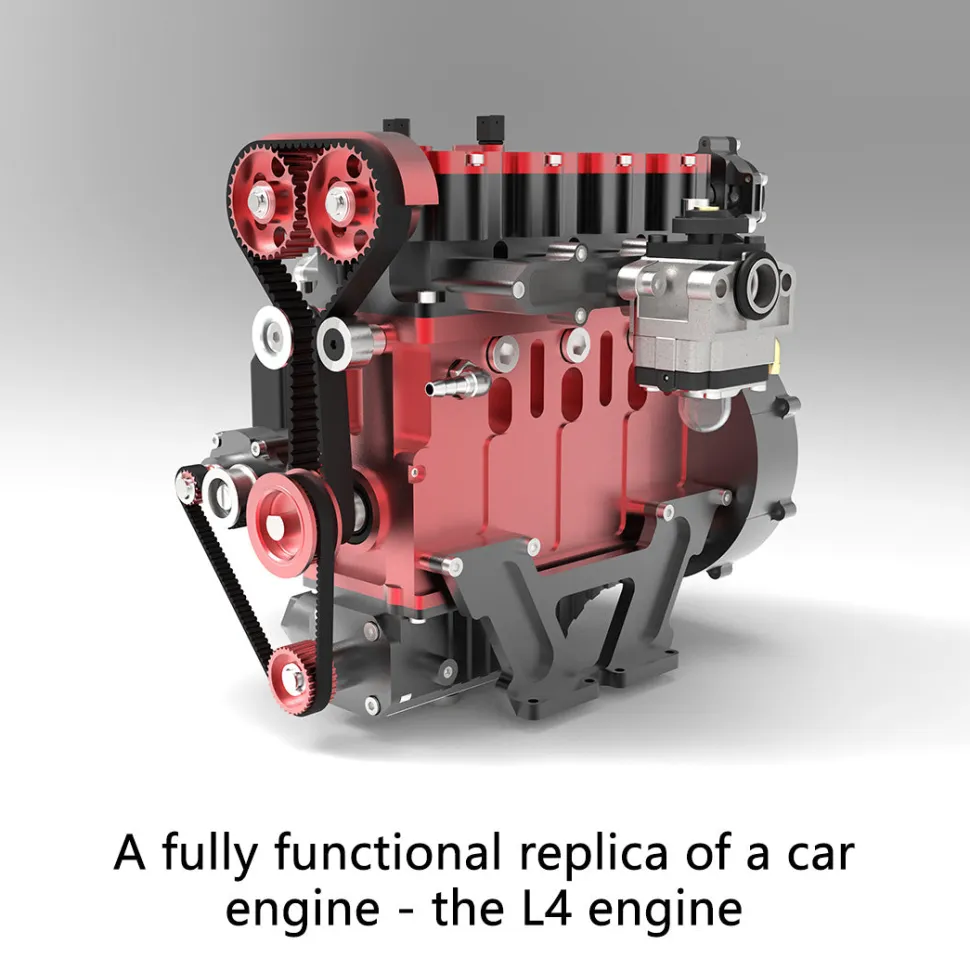 ENJOMOR L4 Engine GS-L4 36cc DOHC Inline 4 Cylinder 4 Stroke Water-Cooled L4 RC Gasoline Engine Model that Works - Speed Up to 12,000rpm