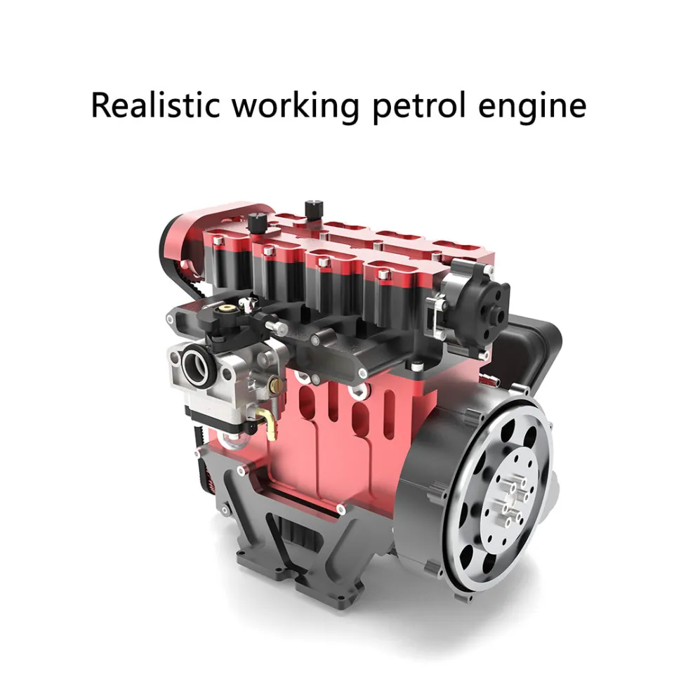 ENJOMOR L4 Engine GS-L4 36cc DOHC Inline 4 Cylinder 4 Stroke Water-Cooled L4 RC Gasoline Engine Model that Works - Speed Up to 12,000rpm