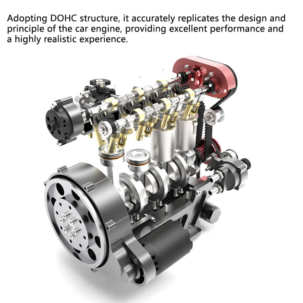 ENJOMOR L4 Engine GS-L4 36cc DOHC Inline 4 Cylinder 4 Stroke Water-Cooled L4 RC Gasoline Engine Model that Works - Speed Up to 12,000rpm
