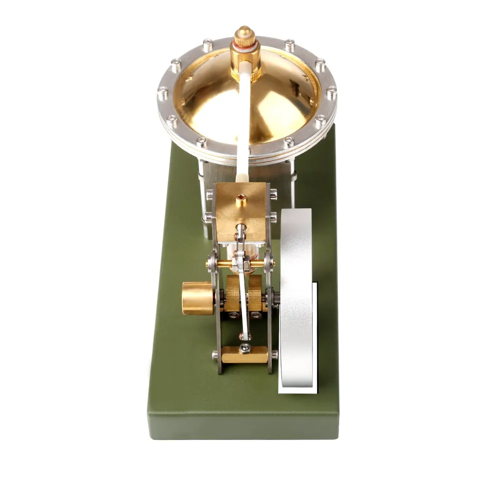 ENJOMOR Retro Metal Steam Engine with Boiler - Vertical Transparent Cylinder Steam Engine Model - STEM Toy