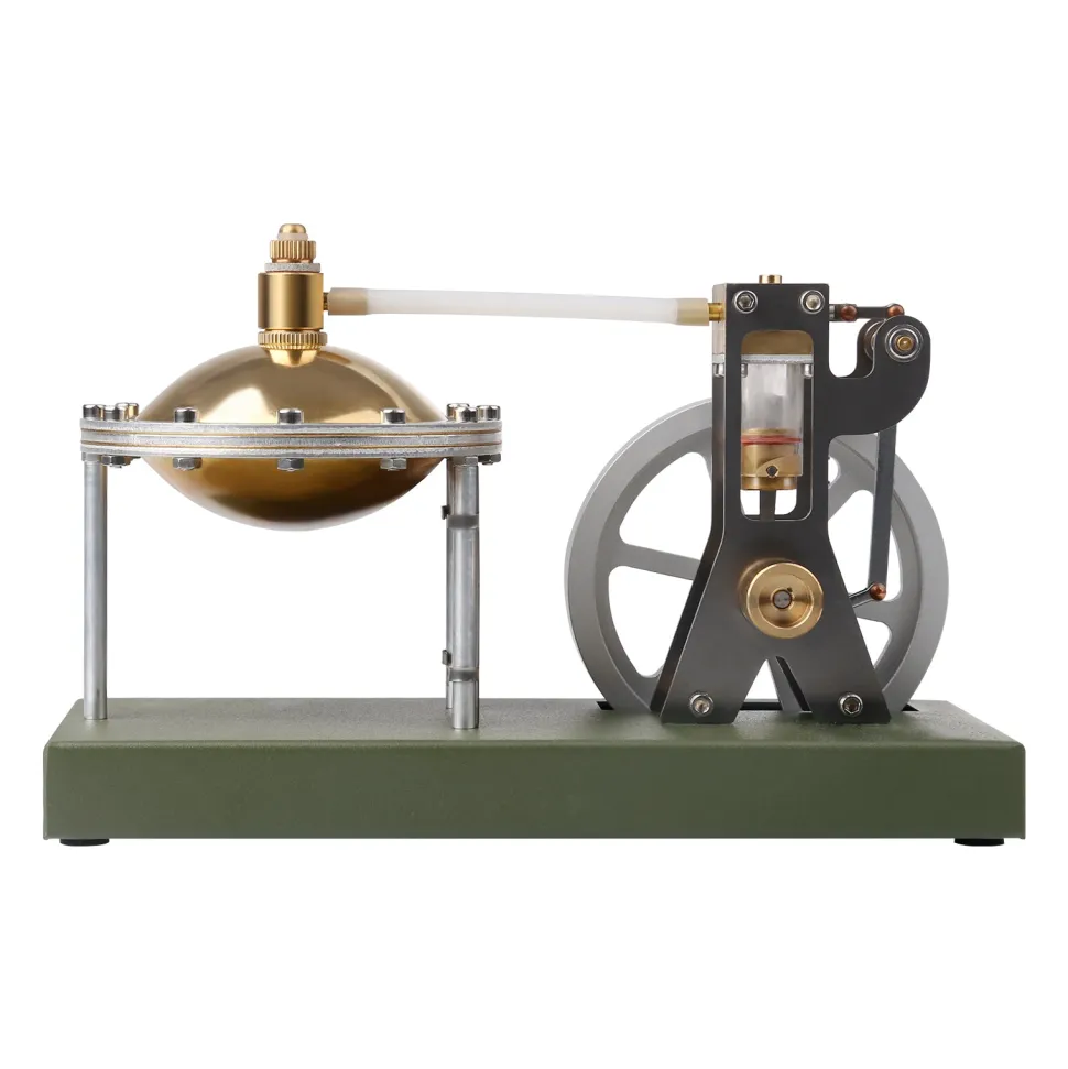 ENJOMOR Retro Metal Steam Engine with Boiler - Vertical Transparent Cylinder Steam Engine Model - STEM Toy