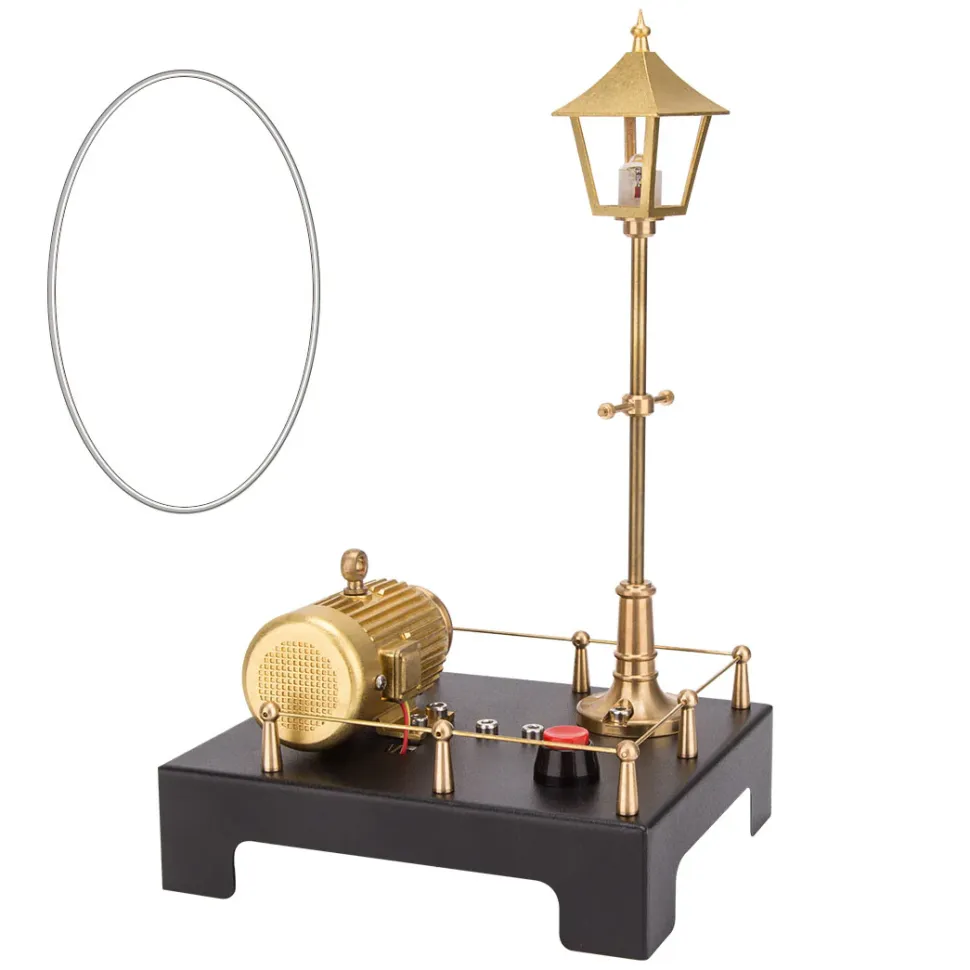 ENJOMOR Retro Vertical Steam Engine Kit with Spherical Boiler and RETROL Mini Steam Generator and Lamp Scene Model Set