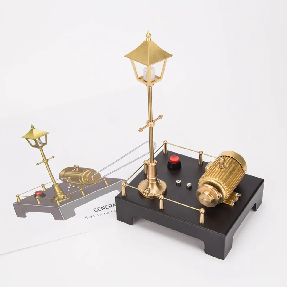 ENJOMOR Retro Vertical Steam Engine Kit with Spherical Boiler and RETROL Mini Steam Generator and Lamp Scene Model Set