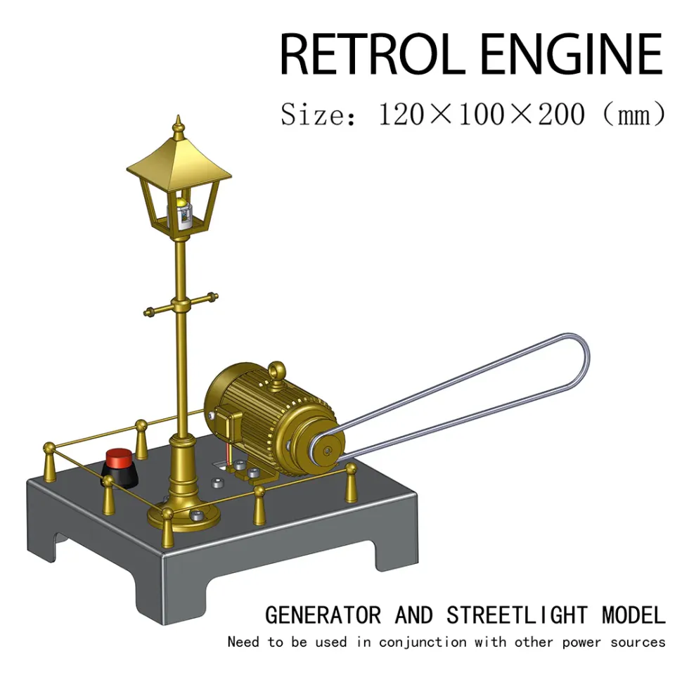 ENJOMOR Retro Vertical Steam Engine Kit with Spherical Boiler and RETROL Mini Steam Generator and Lamp Scene Model Set