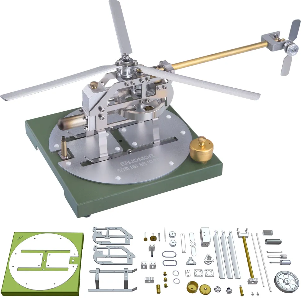 ENJOMOR Stirling Helicopter Model Kit Gamma Hot Air Stirling Engine Model DIY Assembly Model STEM Educational Toy