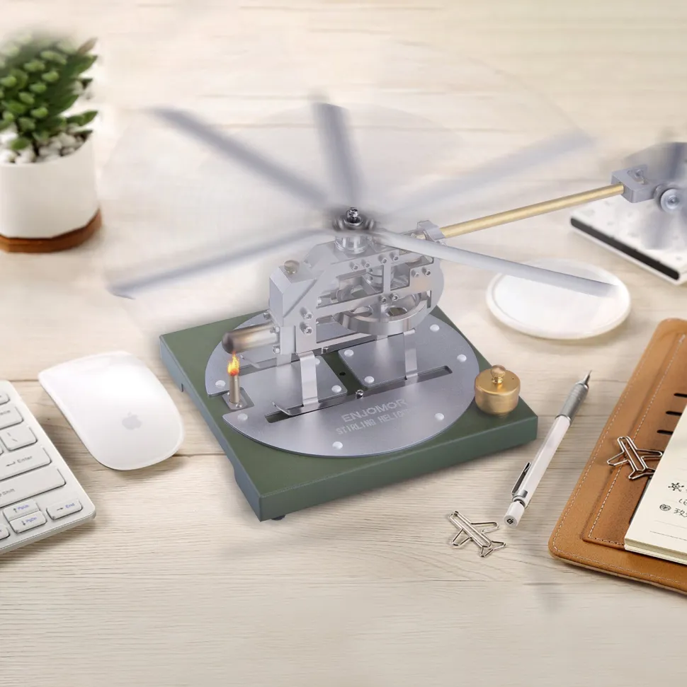 ENJOMOR Stirling Helicopter Model Kit Gamma Hot Air Stirling Engine Model DIY Assembly Model STEM Educational Toy