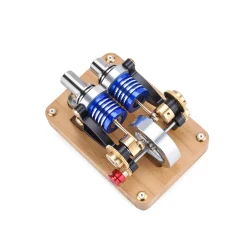 ENJOMOR α-type Alpha Double-Cylinder Double-Piston Hot Air Stirling Engine Model Toy Gift for Science and Education Machinery Enthusiasts