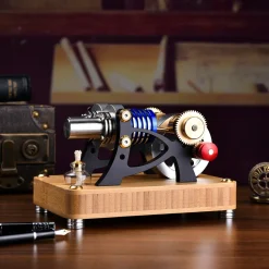 ENJOMOR α-type Alpha Double-Cylinder Double-Piston Hot Air Stirling Engine Model Toy Gift for Science and Education Machinery Enthusiasts