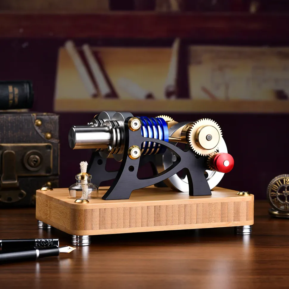 ENJOMOR α-type Alpha Double-Cylinder Double-Piston Hot Air Stirling Engine Model Toy Gift for Science and Education Machinery Enthusiasts