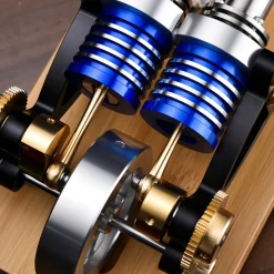 ENJOMOR α-type Alpha Double-Cylinder Double-Piston Hot Air Stirling Engine Model Toy Gift for Science and Education Machinery Enthusiasts