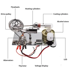 ENJOMOR γ-Type Hot Air Stirling Engine Model Kit STEM Educational Toy- Enginediy
