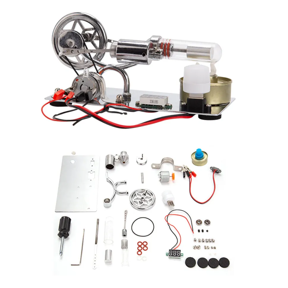 ENJOMOR γ-Type Hot Air Stirling Engine Model Kit STEM Educational Toy- Enginediy