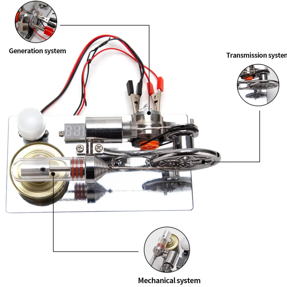 ENJOMOR γ-Type Hot Air Stirling Engine Model Kit STEM Educational Toy- Enginediy