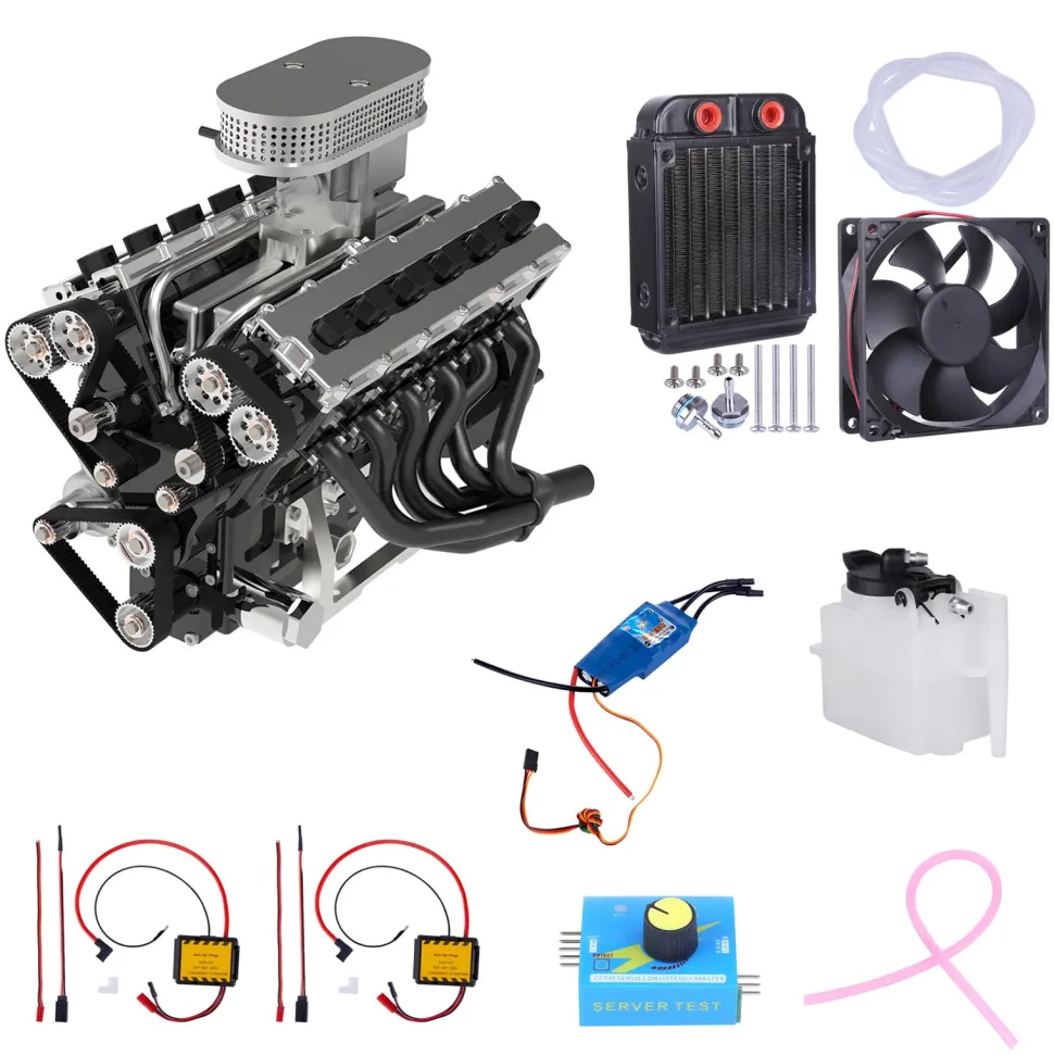 ENJOMOR V12 Engine GS-V12 72CC DOHC 4-Stroke 12-Cylinder 48-Valve Water-Cooled Electric Start Gasoline Engine Model - V12 Engine Model That Works