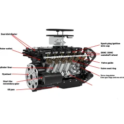 ENJOMOR V12 Engine GS-V12 72CC DOHC 4-Stroke 12-Cylinder 48-Valve Water-Cooled Electric Start Gasoline Engine Model - V12 Engine Model That Works