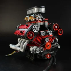 ENJOMOR V8 GS-V8 78CC DOHC Four-Stroke V-Shaped Eight-Cylinder Water-cooled Electric Gasoline Internal Combustion Engine Model - V8 Engine Model That Works