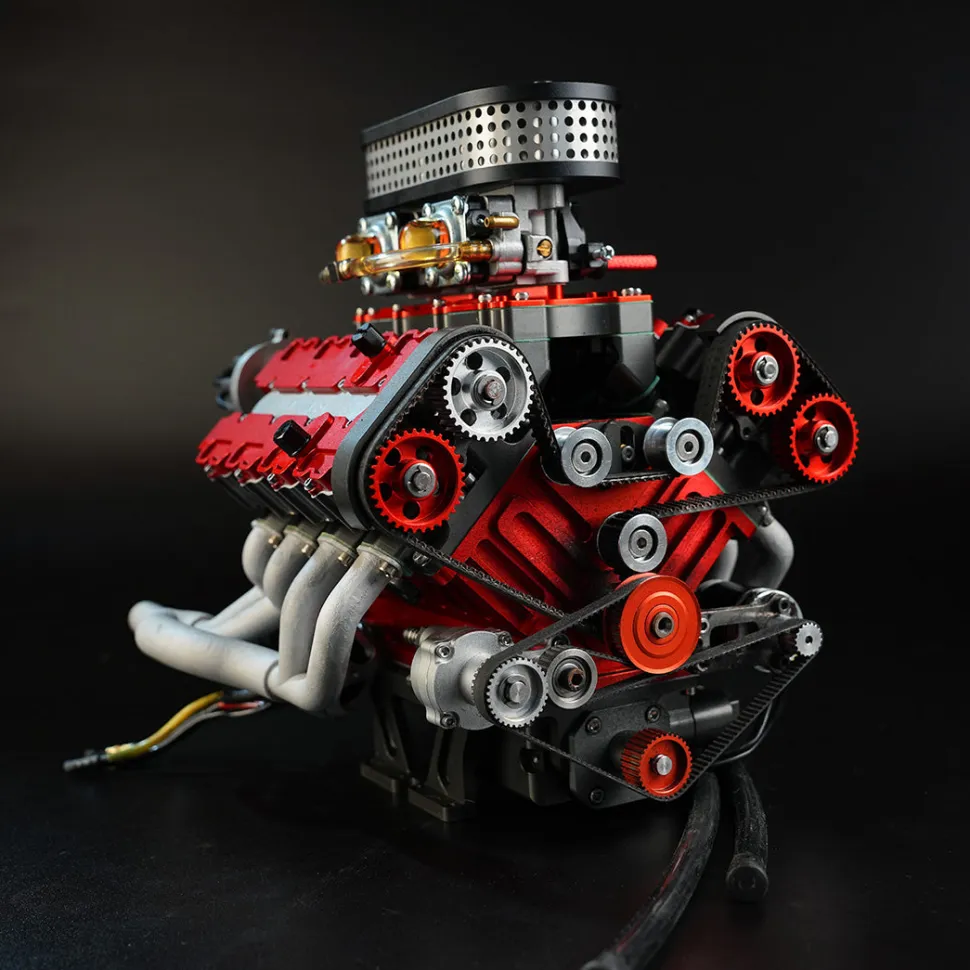 ENJOMOR V8 GS-V8 78CC DOHC Four-Stroke V-Shaped Eight-Cylinder Water-cooled Electric Gasoline Internal Combustion Engine Model - V8 Engine Model That Works