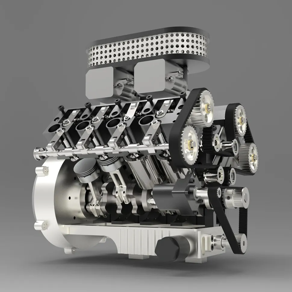 ENJOMOR V8 GS-V8 78CC DOHC Four-Stroke V-Shaped Eight-Cylinder Water-cooled Electric Gasoline Internal Combustion Engine Model - V8 Engine Model That Works