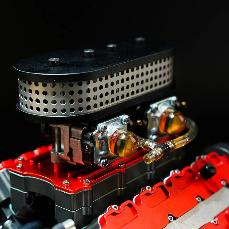 ENJOMOR V8 GS-V8 78CC DOHC Four-Stroke V-Shaped Eight-Cylinder Water-cooled Electric Gasoline Internal Combustion Engine Model - V8 Engine Model That Works