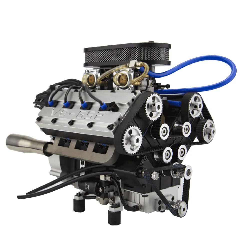 ENJOMOR V8 GS-V8 78CC DOHC Four-Stroke V-Shaped Eight-Cylinder Water-cooled Electric Gasoline Internal Combustion Engine Model - V8 Engine Model That Works