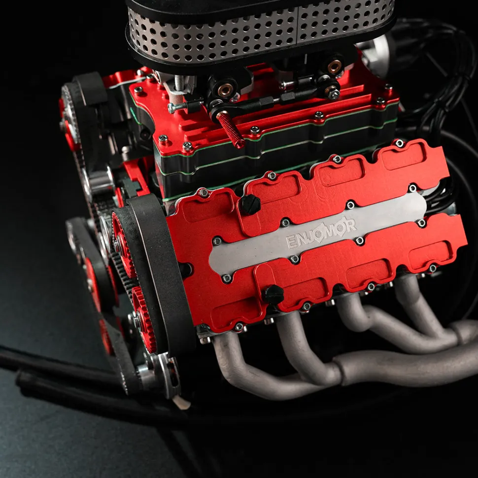 ENJOMOR V8 GS-V8 78CC DOHC Four-Stroke V-Shaped Eight-Cylinder Water-cooled Electric Gasoline Internal Combustion Engine Model - V8 Engine Model That Works