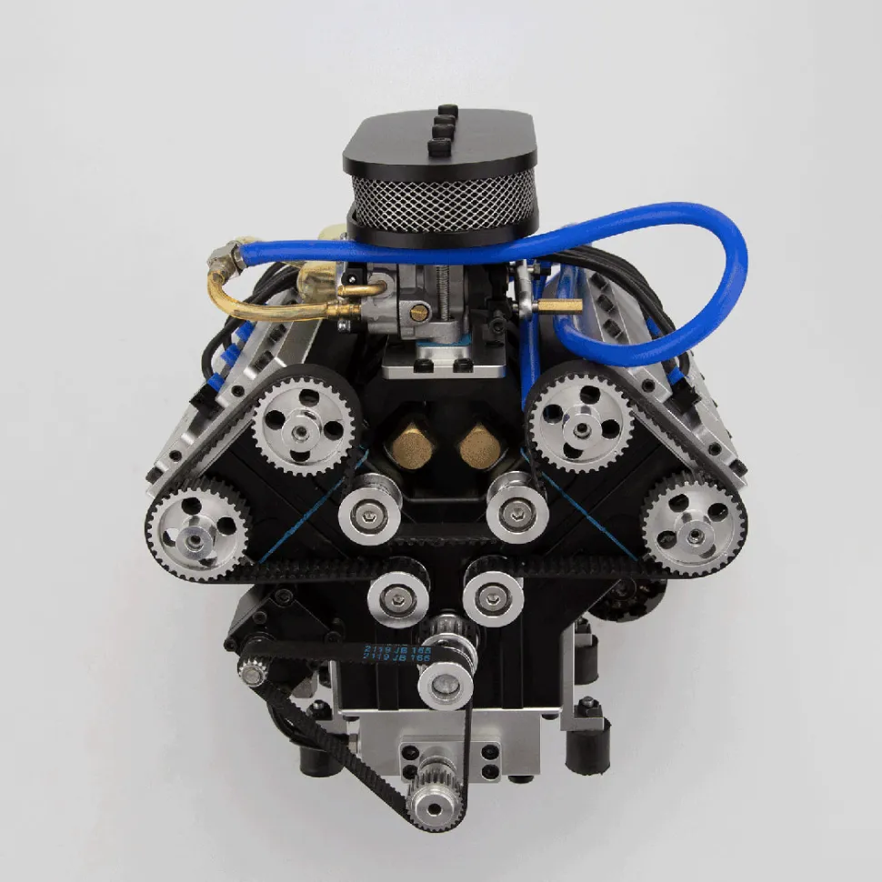 ENJOMOR V8 GS-V8 78CC DOHC Four-Stroke V-Shaped Eight-Cylinder Water-cooled Electric Gasoline Internal Combustion Engine Model - V8 Engine Model That Works