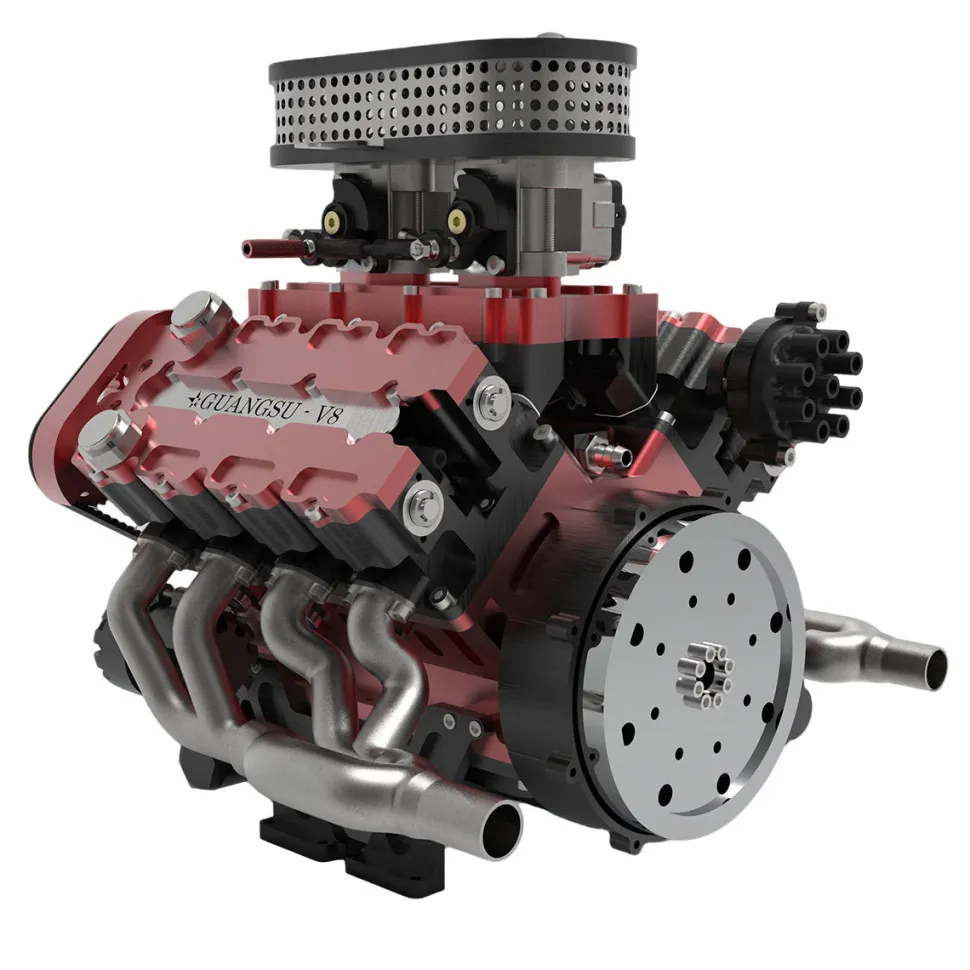 ENJOMOR V8 GS-V8 78CC DOHC Four-Stroke V-Shaped Eight-Cylinder Water-cooled Electric Gasoline Internal Combustion Engine Model - V8 Engine Model That Works
