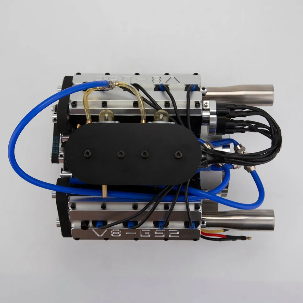 ENJOMOR V8 GS-V8 78CC DOHC Four-Stroke V-Shaped Eight-Cylinder Water-cooled Electric Gasoline Internal Combustion Engine Model - V8 Engine Model That Works