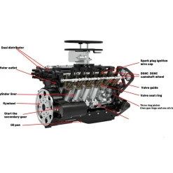 ENJOMOR V12 GS-V12 72CC DOHC Gasoline V12 Engine Model That Works with Starter Kit