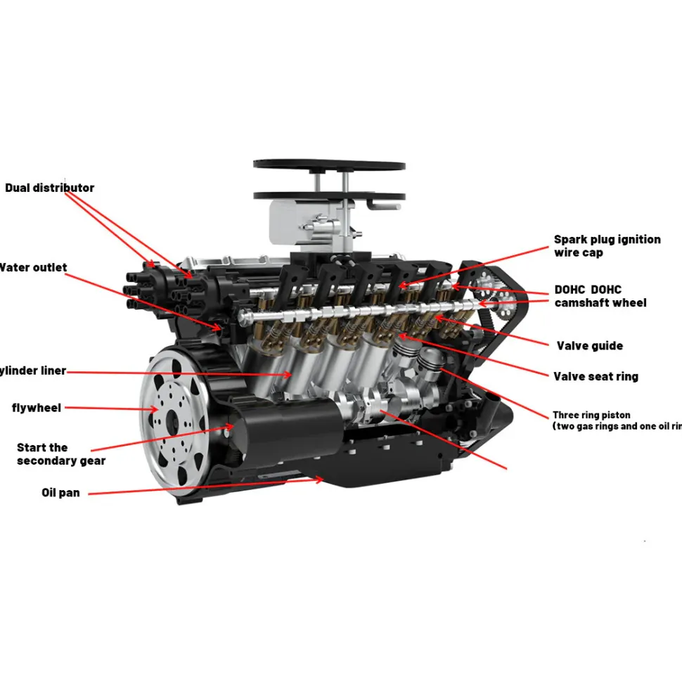 ENJOMOR V12 GS-V12 72CC DOHC Gasoline V12 Engine Model That Works with Starter Kit