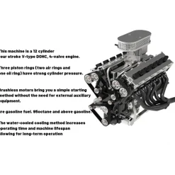 ENJOMOR V12 GS-V12 72CC DOHC Gasoline V12 Engine Model That Works with Starter Kit