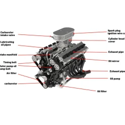ENJOMOR V12 GS-V12 72CC DOHC Gasoline V12 Engine Model That Works with Starter Kit