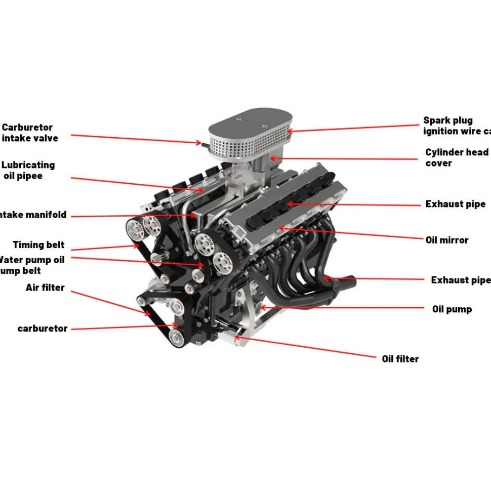 ENJOMOR V12 GS-V12 72CC DOHC Gasoline V12 Engine Model That Works with Starter Kit