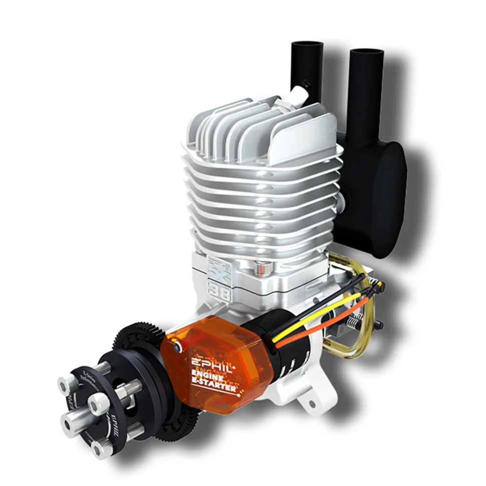 EPHIL X-38cc-S Pro Electric Startar Spark Plug Two-Stroke Single Cylinder Side Exhaust Gasoline Engine Model for Fixed-Wing Aircraft Models
