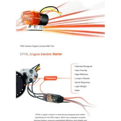 EPHIL X-38cc-S Pro Electric Startar Spark Plug Two-Stroke Single Cylinder Side Exhaust Gasoline Engine Model for Fixed-Wing Aircraft Models