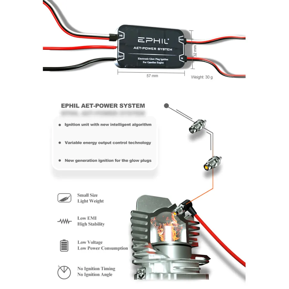 EPHIL XG-20cc-S Glow Plug Two-Stroke Single Cylinder Gasoline Engine Model for Fixed-Wing Aircraft Models