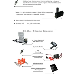 EPHIL XG-20cc-S Glow Plug Two-Stroke Single Cylinder Gasoline Engine Model for Fixed-Wing Aircraft Models