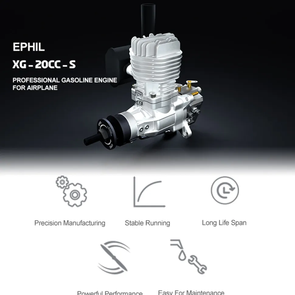 EPHIL XG-20cc-S Glow Plug Two-Stroke Single Cylinder Gasoline Engine Model for Fixed-Wing Aircraft Models
