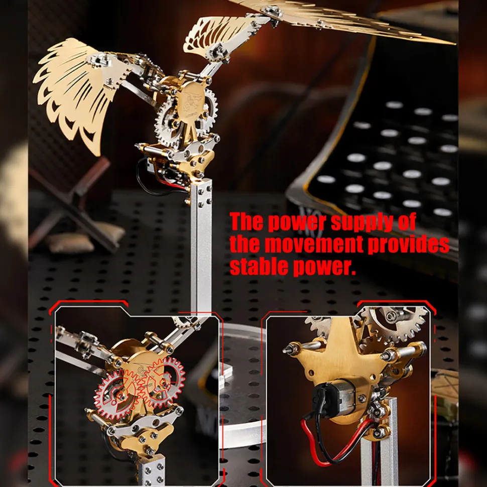 Flaming Shadow 3D Metal Mechanical Ornithopter Assembly Model Kit with Mechanical Transmission