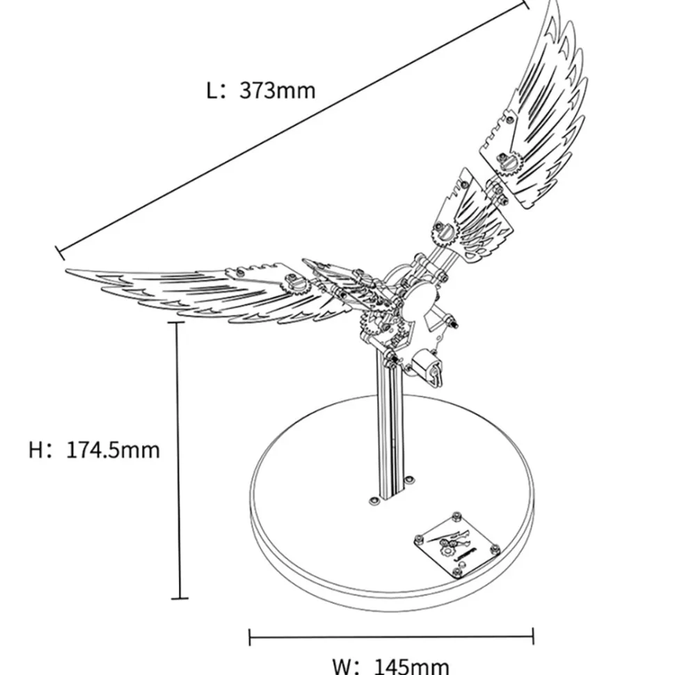 Flaming Shadow 3D Metal Mechanical Ornithopter Assembly Model Kit with Mechanical Transmission