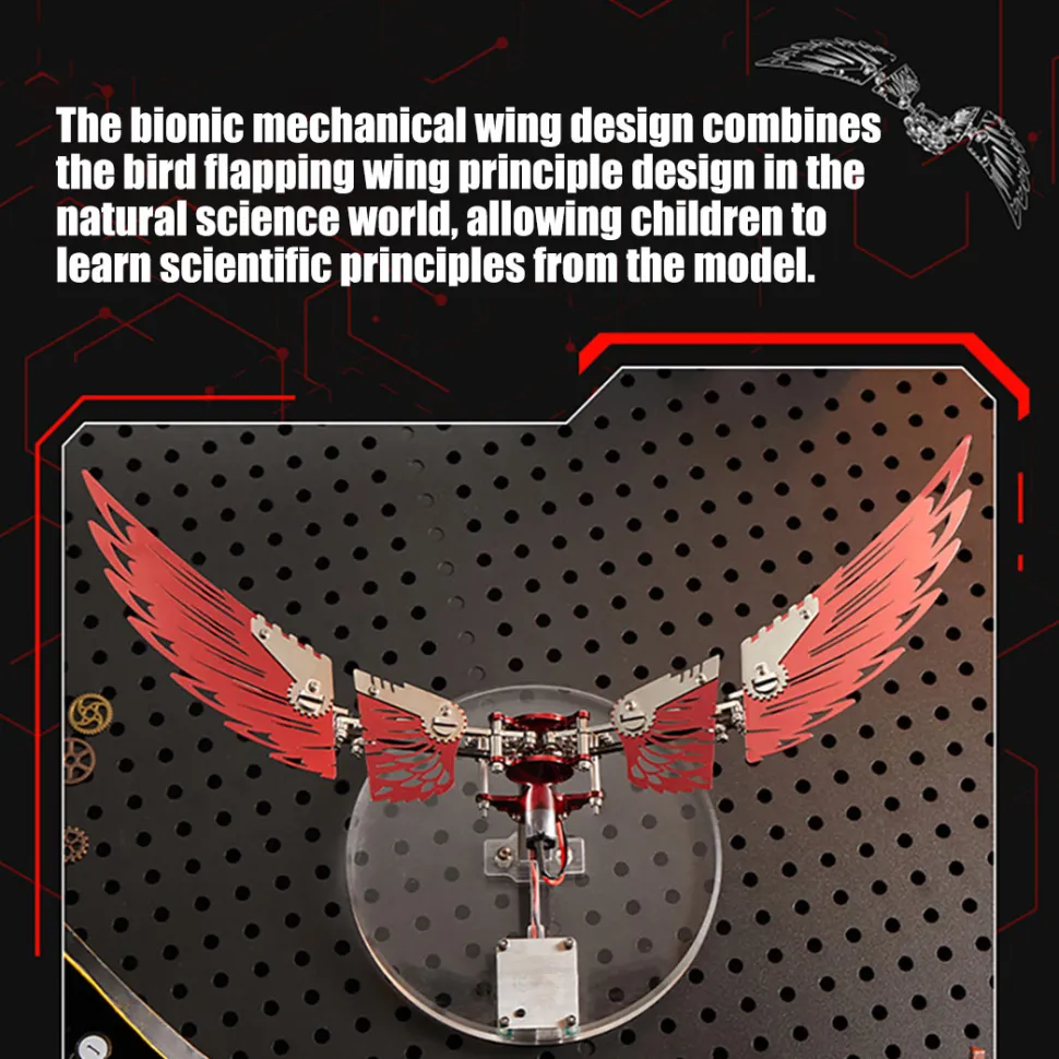 Flaming Shadow 3D Metal Mechanical Ornithopter Assembly Model Kit with Mechanical Transmission