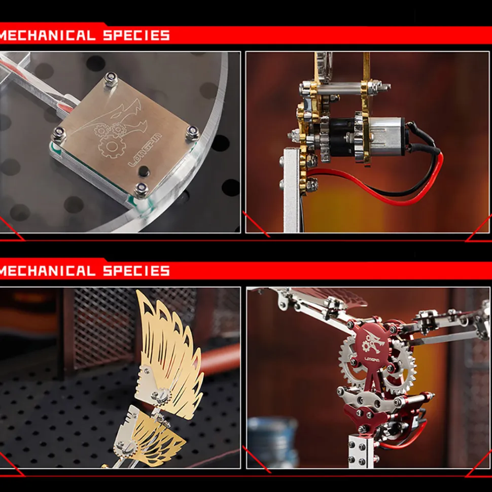 Flaming Shadow 3D Metal Mechanical Ornithopter Assembly Model Kit with Mechanical Transmission