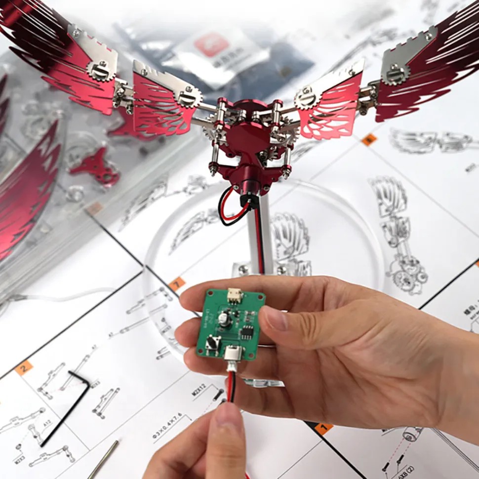 Flaming Shadow 3D Metal Mechanical Ornithopter Assembly Model Kit with Mechanical Transmission