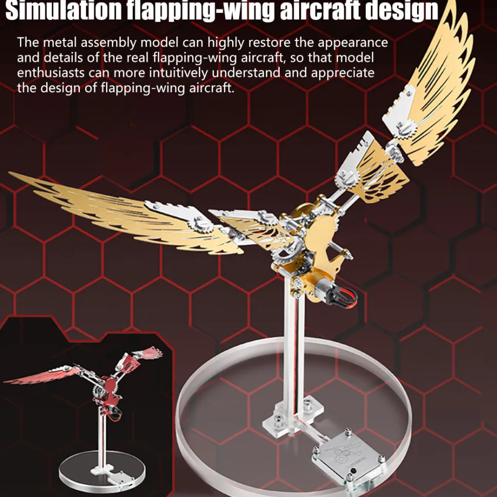 Flaming Shadow 3D Metal Mechanical Ornithopter Assembly Model Kit with Mechanical Transmission